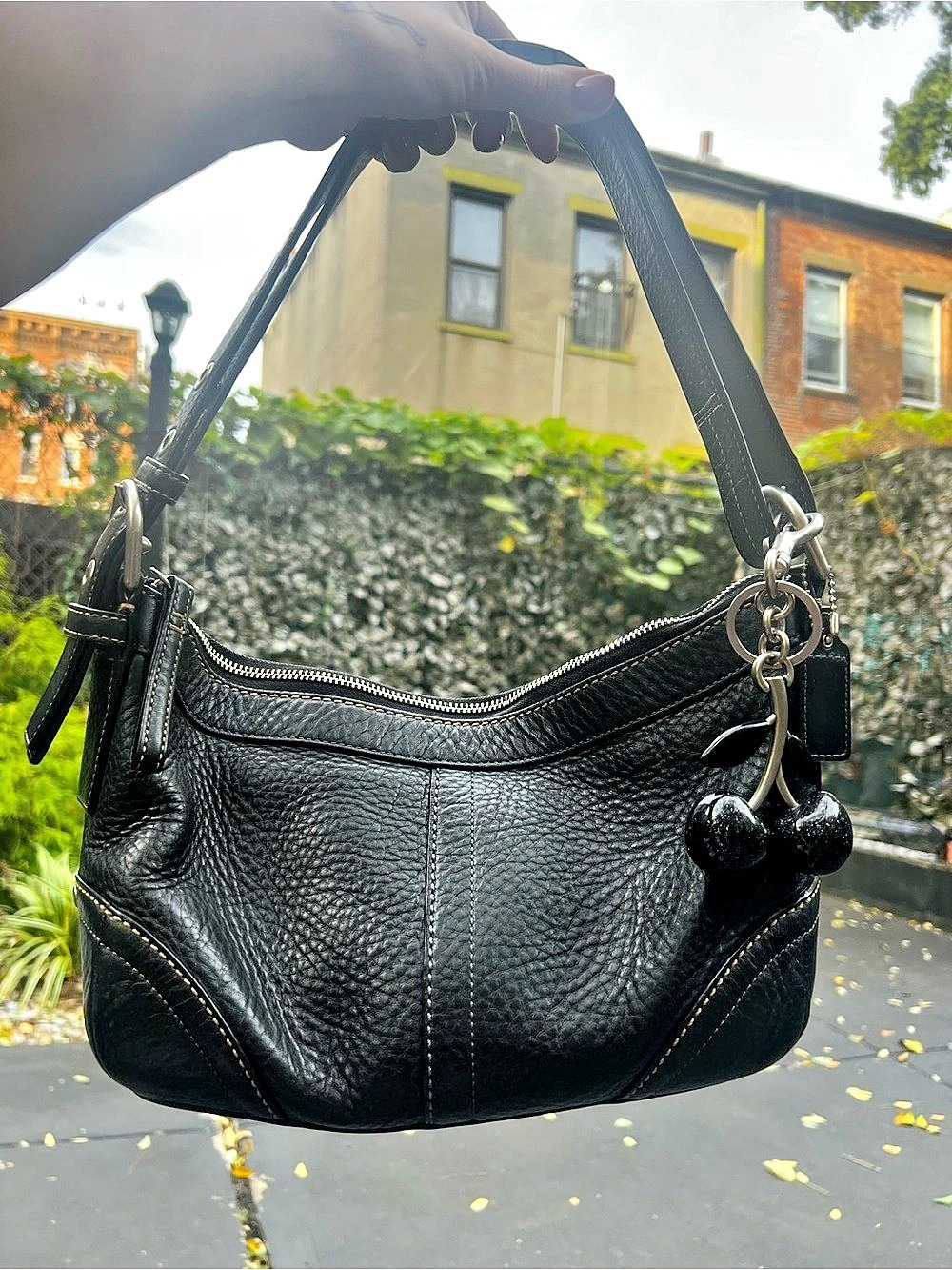 Coach Black Leather Hobo Shoulder Bag
